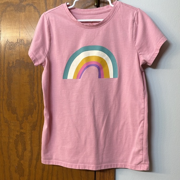CAT & JACK UGC Girls Size Medium (7/8) short sleeve pink rainbow 🌈 shirt top - Picture 3 of 9